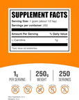 BulkSupplements.com L-Carnitine Powder - Carnitine Supplement, L Carnitine 1000mg, Carnitine Powder - Amino Acid Supplement, Gluten Free, 1g per Serving, 250g (8.8 oz) (Pack of 1)