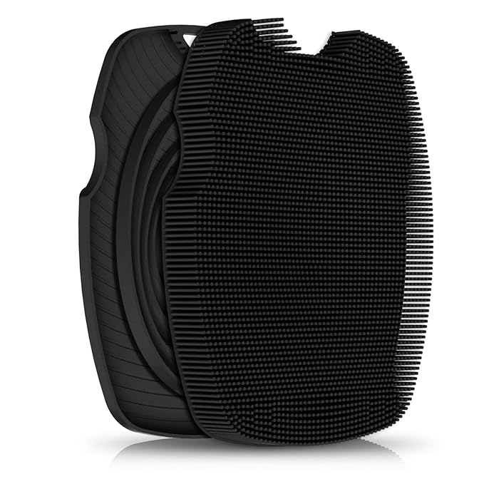 Zinc Infused Silicone Body Scrubber for Shower,Food-Grade Handheld Cleansing Skin Brush, Gentle Exfoliating and Lather Well - Black