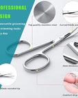 Facial Hair Small Grooming Scissors For Men Women - Eyebrow, Nose Hair, Mustache, Beard, Eyelashes, Ear Trimming Kit - Curved and Rounded Safety Tip Clippers For Hair Cutting 2PCS With Cover Sliver