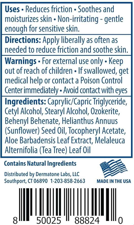 DERMATONE Anti-Chafe Body Stick | 2-Pack | Fragrance Free Skin Balm | Prevent Friction & Chafing | Use for thigh, arm, chest, butt, ball rubbing | Travel/Small 0.45oz sticks