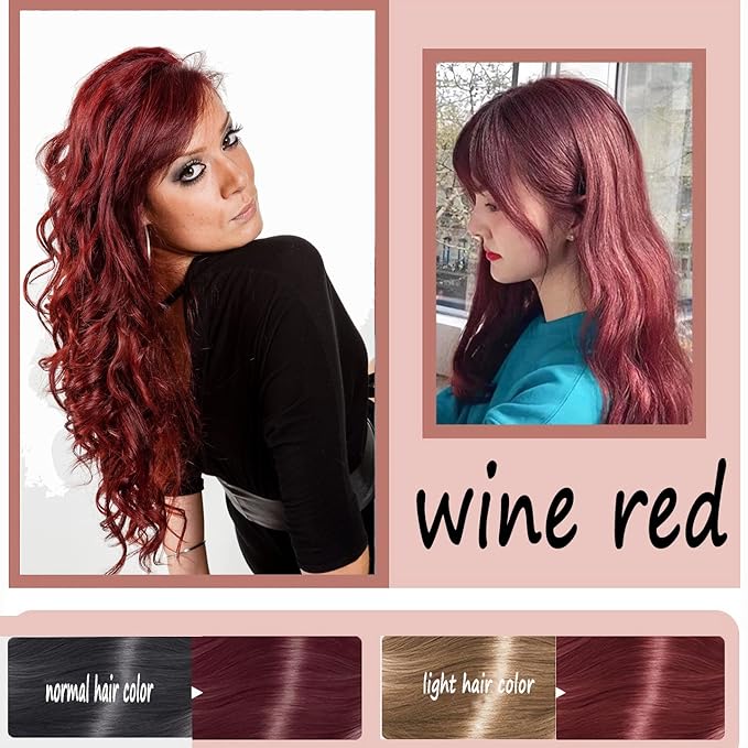 Red Hair Dye YIZHONG Permanent Hair Color Shampoo Gray Coverage Dark Red Hair Dye Classic Comb Applicator Easy Use Hair Coloring Cream Kit（Wine Red）