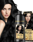 Herbal Hair Dye Shampoo 3-in-1 Vegan Color for Gray Hair - Ammonia-Free for Men & Women – Beard & Hair Coloring – Instant Gray Coverage Champú Para Canas Mujer & Hombre (BLACK)