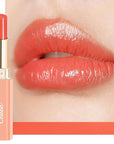 Oulac Moisturizing Shine Orange Red Lipstick for Women - 2 in 1 Orange Red Glossy Tinted Lip Balm, Hydrating Winter Lipstick for Dry Lips,Shine Juicy Finish Vegan 2.2g/0.07oz (12)