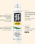 Hello Bello SPF 50 Kids Mineral Sunscreen Spray, Hypoallergenic Broad Spectrum UVA and UVB Protection, Reef Friendly and Water Resistant, 5 oz