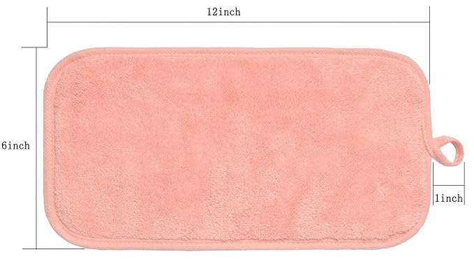 Makeup Remover Cloths for Face, Eye, Lips - Reusable Makeup Remover Pads Soft Microfiber Facial Cleansing Cloths 6 x 12 inch 12 Pack (Coral)