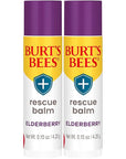 Burt's Bees Rescue Balm Elderberry Lip Balm, With Antioxidant-Rich Elderberry, Tint-Free, Natural Origin Lip Care, 2 Tubes, 0.15 oz.