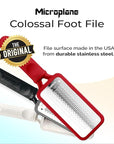 Microplane Colossal Foot File Scraper - The Original Stainless Steel Foot Rasp, Dead Skin/Callus Remover for Feet, Gentle Foot Scrubber, Pedicure Tools for Salon-Quality Foot Care, Red