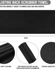 Tatuo 4 Pieces Korean Exfoliating Washcloth Body Back Scrubber Japanese Italy Exfoliating Cloth 35.5 Inch Long Bath Towel Washcloth Dead Skin Remover for Men Women(Black)