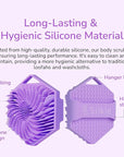 Silicone Body Scrubber - Exfoliating Bath Brush and Skin Cleanser - Shower Sponge for Gentle Body Scrub and Wash - Silicone Scrubbing Care Tool for a Refreshed and Renewed You - Purple
