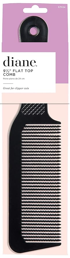Diane Flat Top Clipper Comb – Fine Tooth, Hair-Cutting, Styling Tool for Women, Men, Hair Stylists, Barbers, Black, 9.5 Inches, D7024