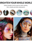 Glitter Eyeshadow Palette - Shimmer Purple Pink Blue Colorful Eyeshadow, Lip Face Eye Glitter Makeup - Lasting Waterproof High Pigmented Eye Shadow for Girl Women