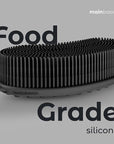 MainBasics Silicone Body Scrubber – Dual-Sided Shower Scrubber with Massage Nodes, Silicone Loofah Alternative for Deep Clean (Black, Massage)