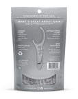 GRIN Silver Flosspyx 75 Count, Dental Flossers, Minty Flavor, Recycled Plastic, for Tight Teeth, Premium Longer Floss Head, Cleans Between Teeth, Includes Safe Soft Fold-Back Tooth Pick