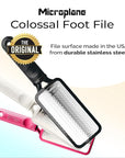 Microplane Colossal Foot File Scraper - The Original Stainless Steel Foot Rasp, Dead Skin/Callus Remover for Feet, Gentle Foot Scrubber, Pedicure Tools for Salon-Quality Foot Care, Black