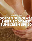 Kopari Golden Sunglaze Sheer Body Mist Sunscreen SPF 50, Infused with Shimmering Body Oil, Hydrating Mist, Hydrates, Brightens, Gives Skin a Glowy Finish, Lightweight, Fast-Absorbing.