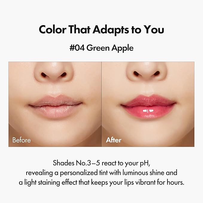 Blanc Essential Lip Oil - 50HR Moisturizing, Hydrating & Color Changing Korean Tinted Lip Oil Gloss Makeup with 6 Plant Extracts - Lightweight, Non-Sticky Finish 0.15 fl oz (#04 Green Apple)