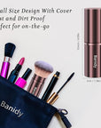 Makeup Brush Kabuki Face Brushes Retractable Travel Blush Brush Portable Flawless for Foundation, Powder Blush, Bronzer, Buffing, Liquid, Cream, Cruelty Free with Cover(Round-Head)