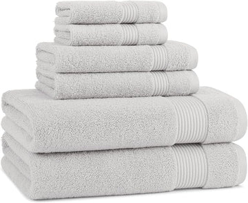 Arkwright Bath Towels Set of 6 - Super Soft 100% Cotton, 600 GSM Quick Dry & Absorbent, Luxury Bathroom Essentials with 2 Shower Towels, 2 Hand Towels and 2 Washcloths, Titanium Grey