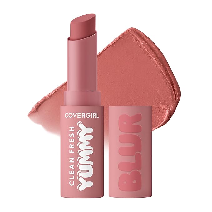 COVERGIRL Clean Fresh Yummy Blur Lipstick, Blurring Effect, Matte Lip Color, Fresh Pear Flavored, Vegan Formula - 220 Pear-fectly (Soft Pink Nude)