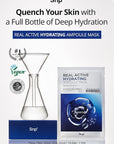 SNP Real Active Hydrating Ampoule Sheet Mask | Moisturizing and Nourishing for All Skin Types | Vegan Sheet Masks with Hyaluronic Acid | Korean Face Masks Skincare | Facial Mask | 10 Sheets