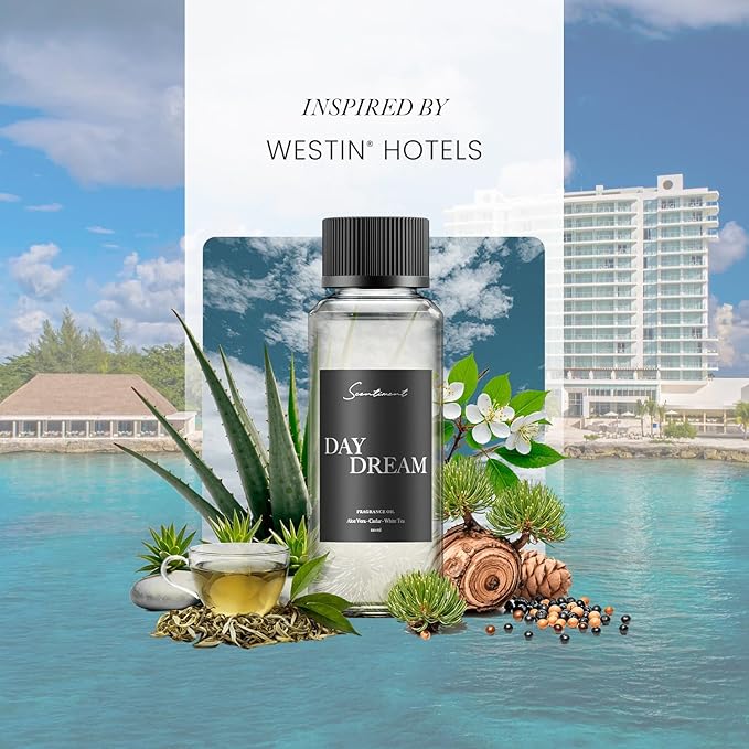 Scentiment Diffuser Oil - Day Dream | Inspired by Westin® Hotel White Tea Scent | Aromatherapy Home Fragrance| Luxurious Scent with Notes of Aloe Vera, Cedar, White Tea (500 mL)