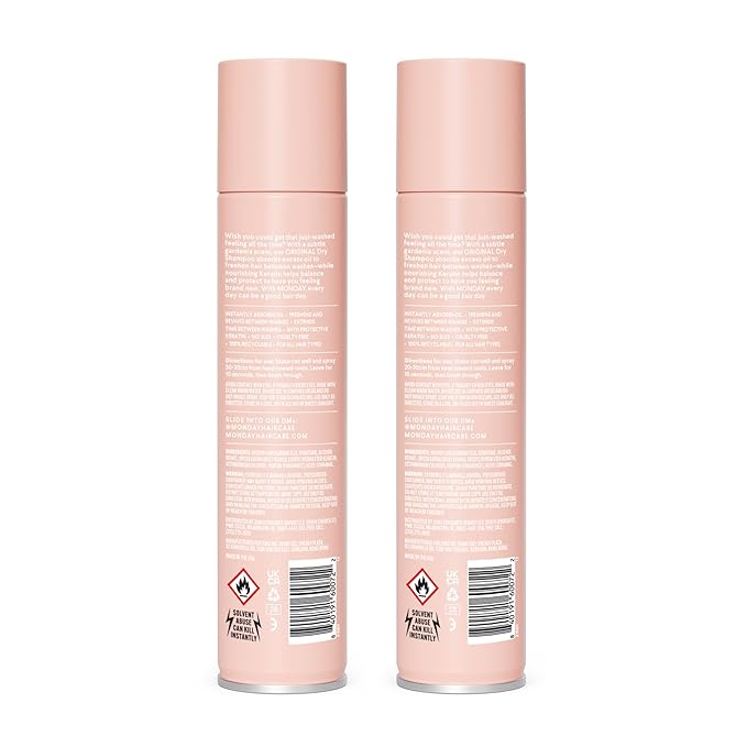 MONDAY HAIRCARE ORIGINAL Dry Shampoo with Keratin, oil-absorbing for All Hair Types 200 mL, Dual Pack