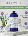 Rose Hydrosol Water Spray Toner 32 oz for Face Hydrating Mist Hydration Pure & Natural Rosewater Hydrosol All Skin Types Face Skin Pores Body Locs Cleansing Bulk Refill COCOJOJO - Packaging May Vary