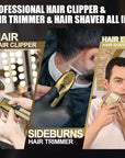 RESUXI Professional Hair Clippers for Men T-Blade Trimmer Electric Shavers Razor Set,Cordless Beard Trimmer for Men Barber Clippers for Hair Cutting Grooming Kit