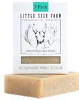 Little Seed Farm Organic Goat’s Milk Soap – 3 Pack of Rosemary Mint Exfoliating Body Bars – Natural, Handmade, Cruelty Free – Energizing and Toning Scrub – Suitable for Sensitive Skin, Net Wt. 4.75oz