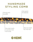 Kent 9T Fine Tooth & Wide Tooth Comb Detangler Hair Combs - Large Handmade & Saw-Cut Dressing Comb - Wet Hair Comb for Women, Durable Grooming Comb for Men, Made in England (Yellow Tokyo), 2 Count