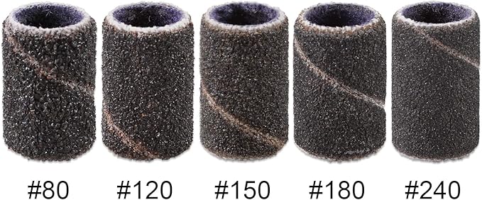 PANA 100 Pieces Nail Sanding Bands Professional Nail Manicure Great Fit for Nail Drill Bits for Acrylic Nails (80 Grit, Black)