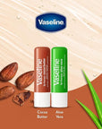 Vaseline Lip Therapy Variety 4-Pack – Cocoa Butter + Aloe Vera Moisturizing Lip Balm with Vitamin E, 0.16 Oz Ea