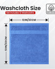 Infinitee Xclusives Luxury Wash Cloths for Showering [13x13] – 100% Cotton Washcloths [Pack of 12], Soft and Absorbent Face Towels for Bathroom Wash Clothes, Gym, and Spa (Eloquent Blue)