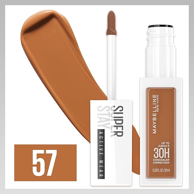 Maybelline Super Stay Liquid Concealer Makeup, Full Coverage Concealer, Up to 30 Hour Wear, Transfer Resistant, Natural Matte Finish, Oil-free, Available in 16 Shades, 57, 1 Count