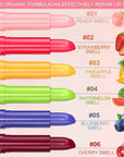 evpct 6Pcs Peach Strawberry Black Red Cherry Watermelon Blueberry Pineapple Tinted Lip Balms PH Lip Color Changing Lipstick Stain Set Queen for Women Girls Korean Mood Pink Lipstick Lip Tint Gloss