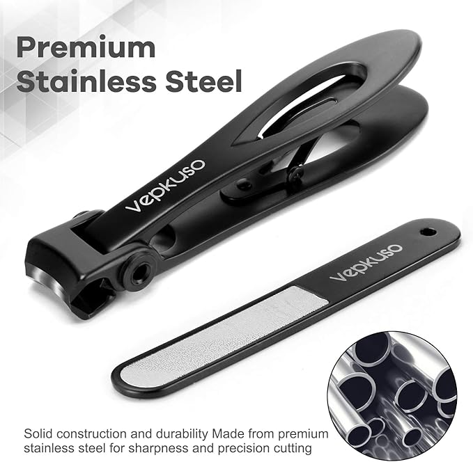 Nail Clippers for Men – Vepkuso Toenail Clippers for Thick Toenails for Seniors Wide Jaw Large Professional Fingernail Clippers Cutter Set for Tough Nails, Women, Adult, Gift Idea