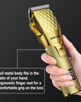 FADEKING® Professional Hair Clippers for Men - Cordless Barber Clippers for Hair Cutting, Rechargeable Hair Beard Trimmer with LED Display & Quality Travel Storage Case (Gold)
