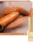 Oulac Pumpkin Color Lipstick with Metallic 3D Shine Hydrating Formula, High Impact Lip Color, Vegan Beauty, Full Coverage Lip Makeup, Christmas Gifts for Women, Persimmons(19)