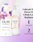 Olay Body Wash for Women, Fresh Radiance, Refreshing & Renewing, Made with Plant Based Cleansers, B3 Botanical Complex, For All Skin Types, Orchid & Black Currant Scent, 22 fl oz (Pack of 4)