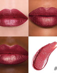 evpct Dark Red Metallic Glitter Lip Liner and Lipstick Combo Lip Gloss Stain Set Makeup for Women Long Lasting Waterproof 24, Wine Red Frosted Metallic Shimmer Glossy Chrome iridescent Liquid Lipstick