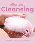 MainBasics Silicone Body Scrubber – Dual-Sided Shower Exfoliator for Men & Women, Gentle Silicone Loofah Alternative for Deep Clean (Pink, Exfoliate)