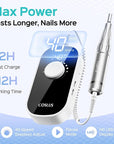 COSLUS Professional Rechargeable Electric Nail Drill 40000 RPM, Portable Nail File with Storage Stand for Acrylic Gel Polishing Removing - Easy to Use for Women, Manicure at Home DIY or Salon, White