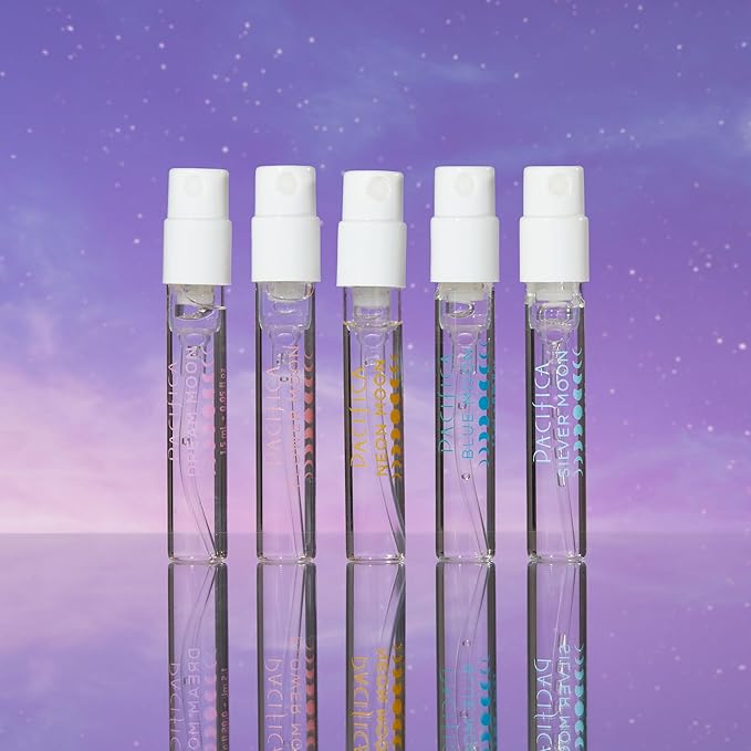 Pacifica Beauty Wanderlust & Moon Moods Perfume Set, Travel Fragrances, Island Vanilla, French Lilac, Clean Vegan Perfume, 0.05 fl oz Each (Set of 10)