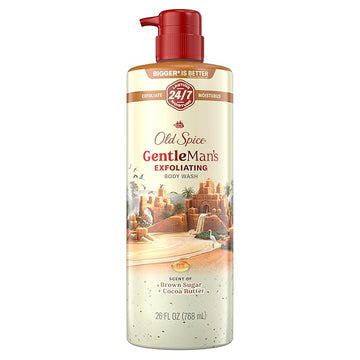 Old Spice GentleMan's Exfoliating & Moisturizing Body Wash for Men, 24/7 Shower Fresh with Long Lasting Scent, Renewing Vitamin B3 Blend, Brown Sugar + Cocoa Butter Scent, 26 oz