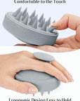 HEETA Scalp Massager Hair Growth, Soft Silicone Scalp Scrubber Shampoo Brush for Exfoliation, Dandruff Removal & Head Massage Stress Relax, Wet & Dry Use for Thick, Thin Hair Care, Wheat Straw Grey