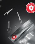 GRIN Silver Flosspyx 75 Count, Dental Flossers, Minty Flavor, Recycled Plastic, for Tight Teeth, Premium Longer Floss Head, Cleans Between Teeth, Includes Safe Soft Fold-Back Tooth Pick