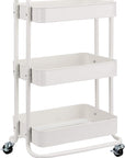Amazon Basics 3-Tier Rolling Utility or Kitchen Cart, Lockable Wheels, Multifunctional Storage, White