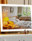 Lighted Makeup Mirror, 17.3"x13" Hollywood Vanity Mirror with Lights, Three Color Lighting Modes, and 5X Magnification Mirror, Smart Touch Control, 360°Rotation (Gold, Gift Box)