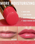 Oulac Watermelon Pink Lipstick - Moisturizing Lip Stick Glossy Tinted Lip Balm, Sheer Shine Juicy Finish, Lightweight and Hydrating Formula for Dry Lip Care, Vegan 2.2g/0.07oz (11)