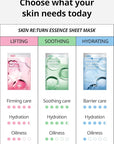 SNP Skin Return Hydrating Essence Sheet Mask | Moisturizing and Protecting for All Skin Types | Vegan Sheet Masks with Ceramide NP | Korean Face Masks Skincare | Facial Mask | 10 Sheets